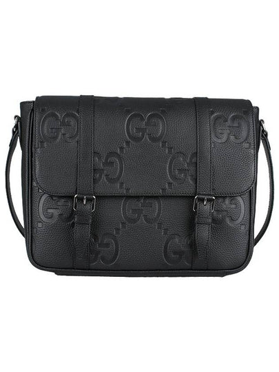 Jumbo GG Medium Leather Messenger Bag Black - GUCCI - BALAAN 2