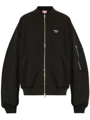 Pop Embroidered Zip-Up Bomber Jacket Black - KENZO - BALAAN 1