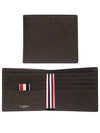 Pebble Grain Leather Half Wallet Dark Brown - THOM BROWNE - BALAAN 2