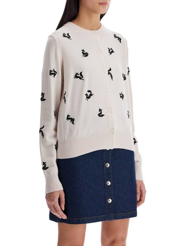 Fancy Fox Embroidery Cardigan Fresh Cotton - MAISON KITSUNE - BALAAN 3