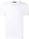 Cotton V-neck Short Sleeve T-Shirt White - TOM FORD - BALAAN 1