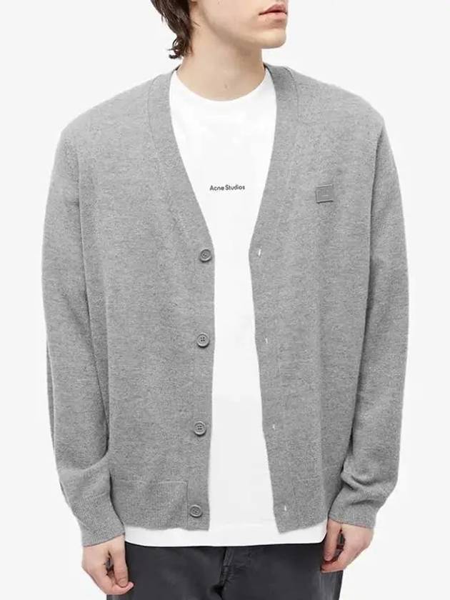 Keve Face Wool V-neck Cardigan Grey Melange - ACNE STUDIOS - BALAAN 3