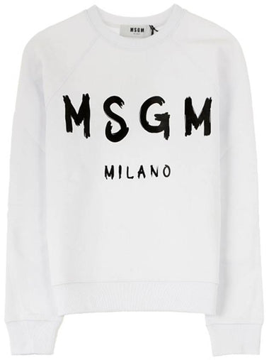 Milano Brushed Logo Print Sweatshirt White - MSGM - BALAAN 1