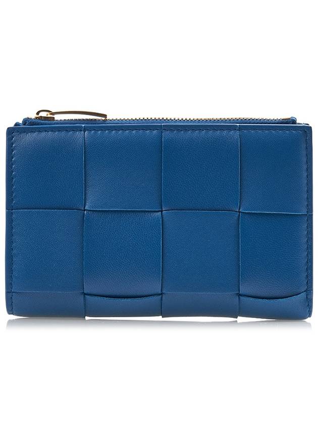 Intrecciato Flap Zipper Medium Half Wallet Blue - BOTTEGA VENETA - BALAAN 1