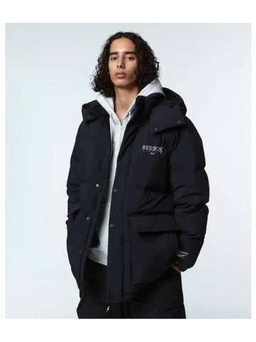 Classic Vector Bold Neck Hooded Down Jacket Black - REEBOK - BALAAN 1