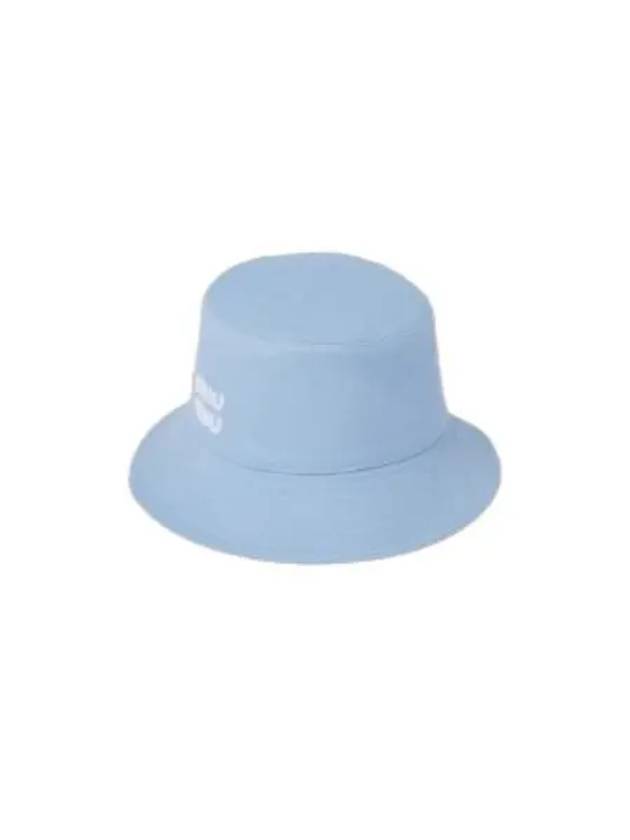 Embroidered Logo Drill Bucket Hat Blue - MIU MIU - BALAAN 2