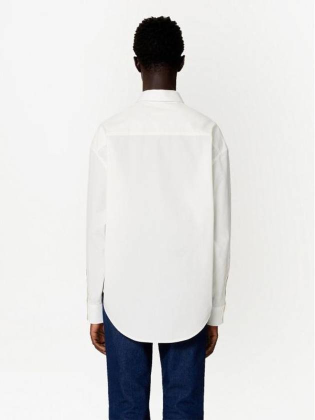 Boxy Fit Poplin Long Sleeve Shirt Natural White - AMI - BALAAN 6