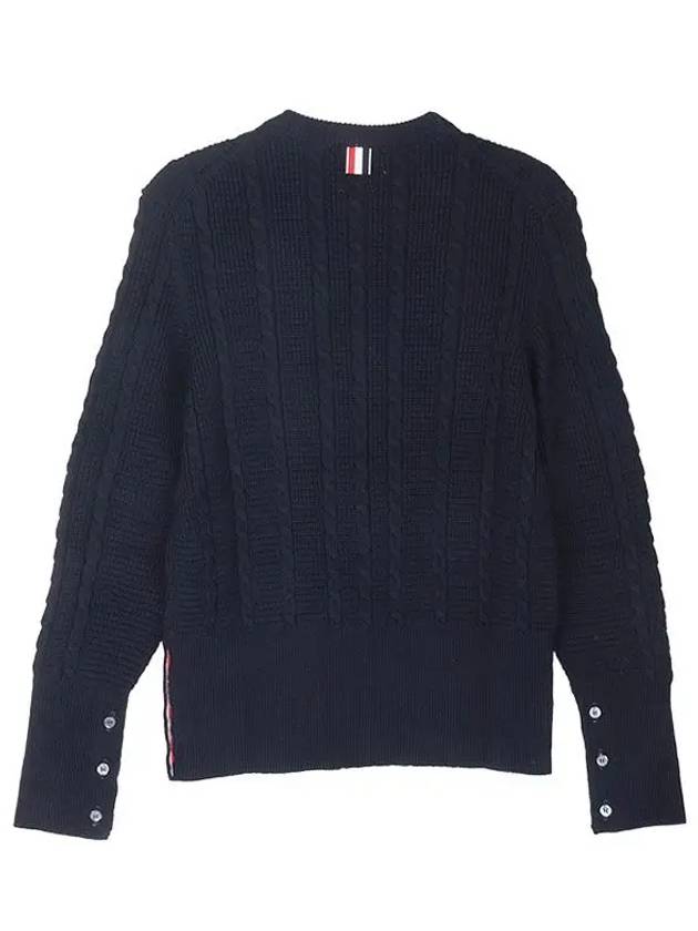 RWB Cable Wool Knit Top Navy - THOM BROWNE - BALAAN 3