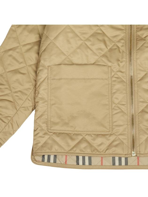 Kids Corduroy Collar Diamond Quilted Jacket Beige - BURBERRY - BALAAN 6