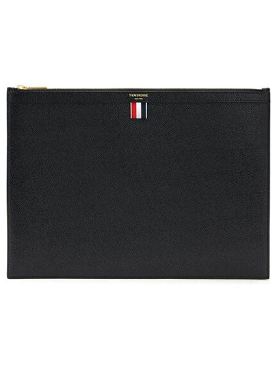 Pebble Grain Leather Large Zipper Laptop Holder Black - THOM BROWNE - BALAAN 2