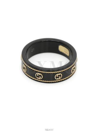 Icon Yellow Gold Black Interlocking G Ring 606826 - GUCCI - BALAAN 2