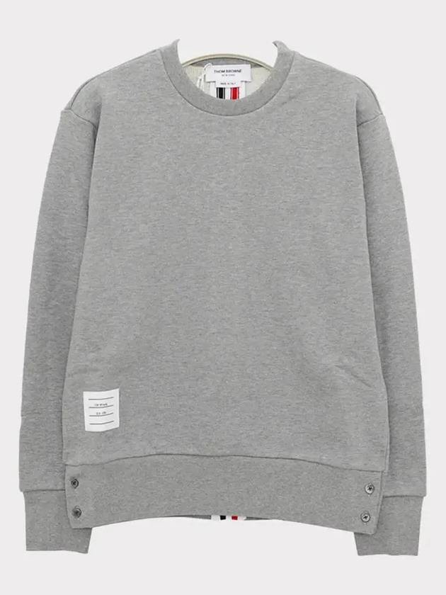 Center Back RWB Stripe Classic Loopback Crewneck Sweatshirt Light Grey - THOM BROWNE - BALAAN 3