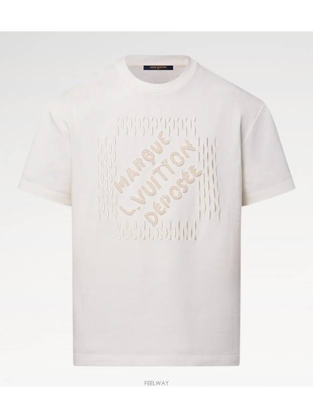 1AFV76 Embroidered Signature Cotton T Shirt - LOUIS VUITTON - BALAAN 5