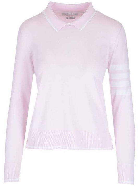 Women's Tipping Jersey Viscose Knit Top Pink - THOM BROWNE - BALAAN 2