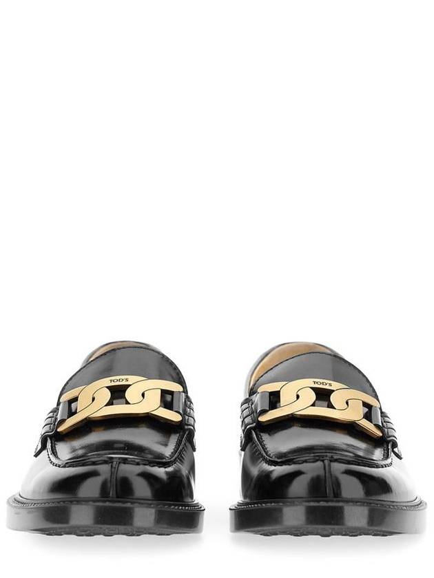 Brushed Leather Chain Loafers Black - TOD'S - BALAAN 4