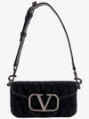 V Logo Toile Iconographe Shoulder Bag Black - VALENTINO - BALAAN 1