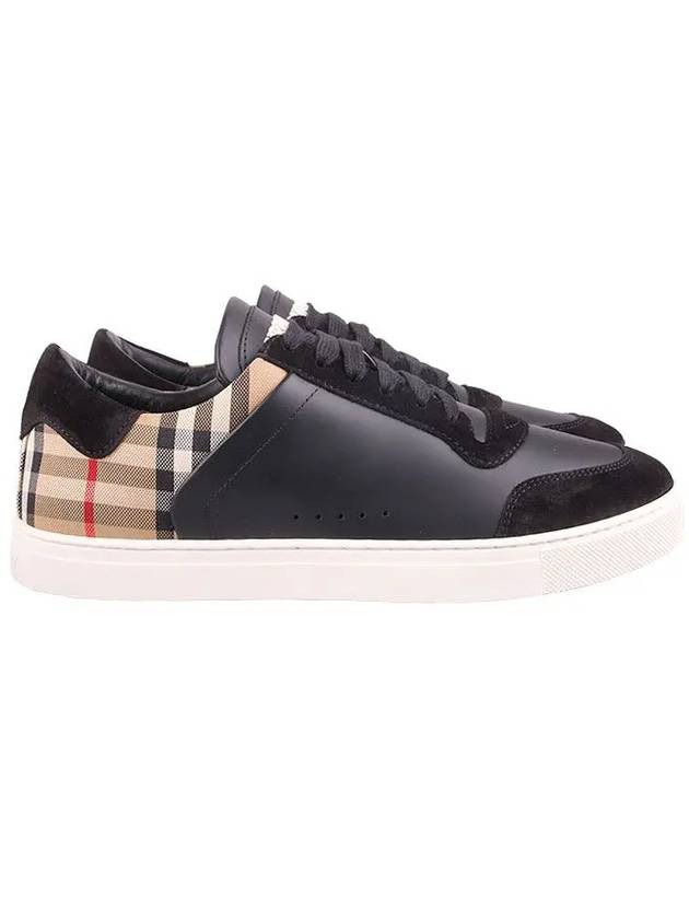 Checked Leather Suede Low Top Sneakers Black - BURBERRY - BALAAN 4