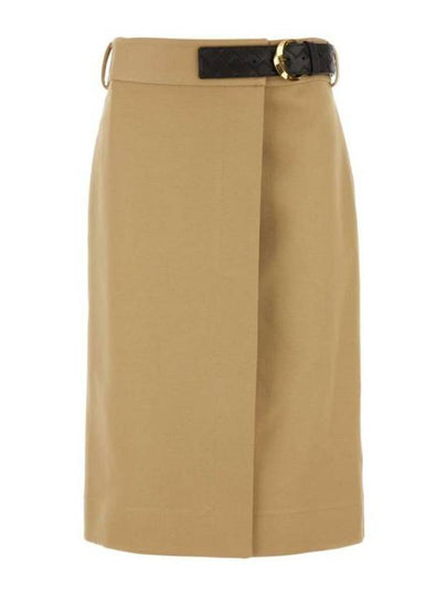 Belted Midi H-Line Skirt Nude - BOTTEGA VENETA - BALAAN 2