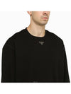 Oversized Cotton Sweatshirt With Triangle Logo Black - PRADA - BALAAN 3