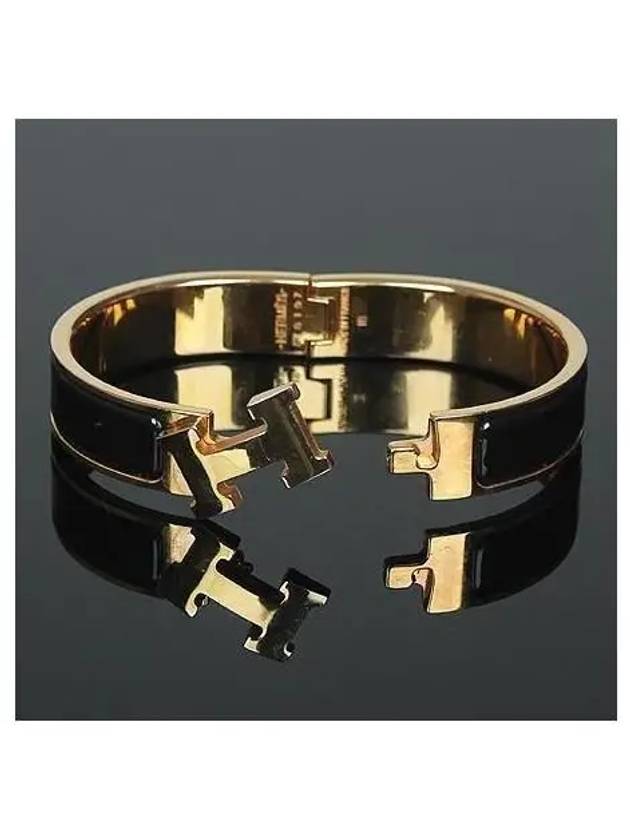 CLIC Click Ash Gold Black Color PM Bangle Bracelet - HERMES - BALAAN 4