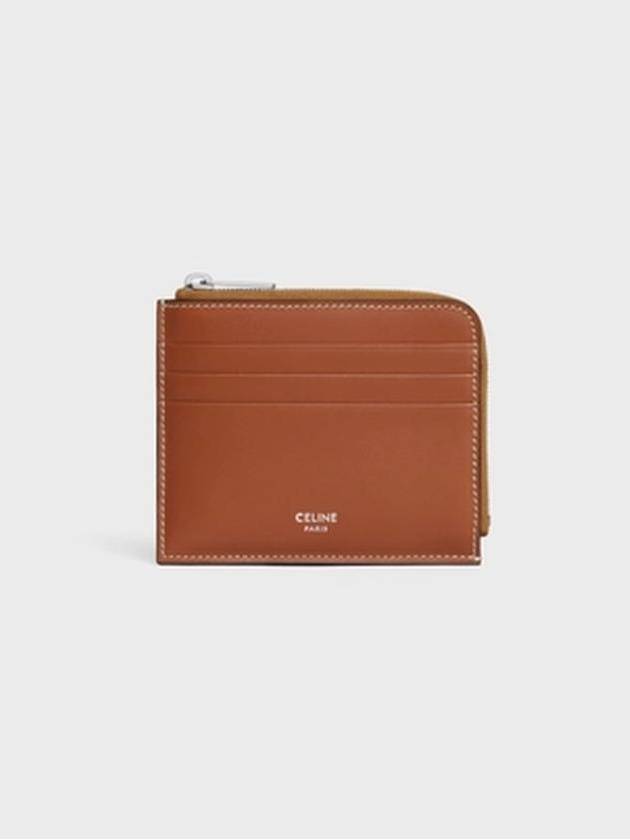 Pulse zipper card wallet Triomphe canvas calfskin tan 10K082CZ1 - CELINE - BALAAN 1