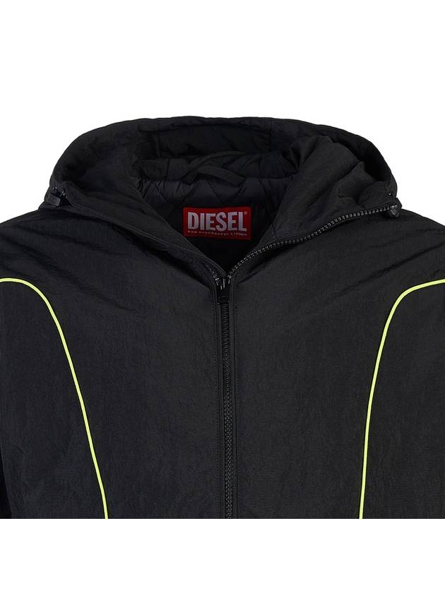 Padded Wrinkle Nylon Hooded Jacket Black - DIESEL - BALAAN 5