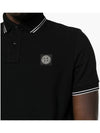 Stretch Cotton Pique Short Sleeve Polo Shirt Black - STONE ISLAND - BALAAN 6