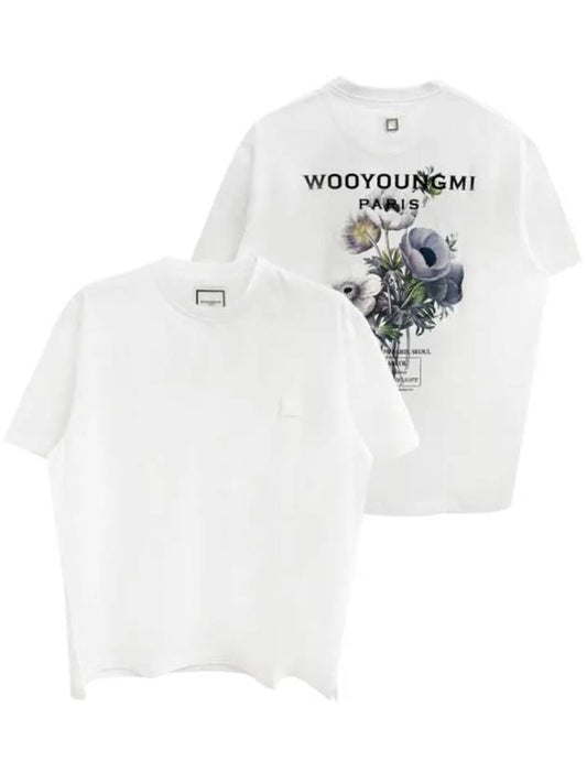 Flower Print Back Logo Short Sleeve T-Shirt White - WOOYOUNGMI - BALAAN 2