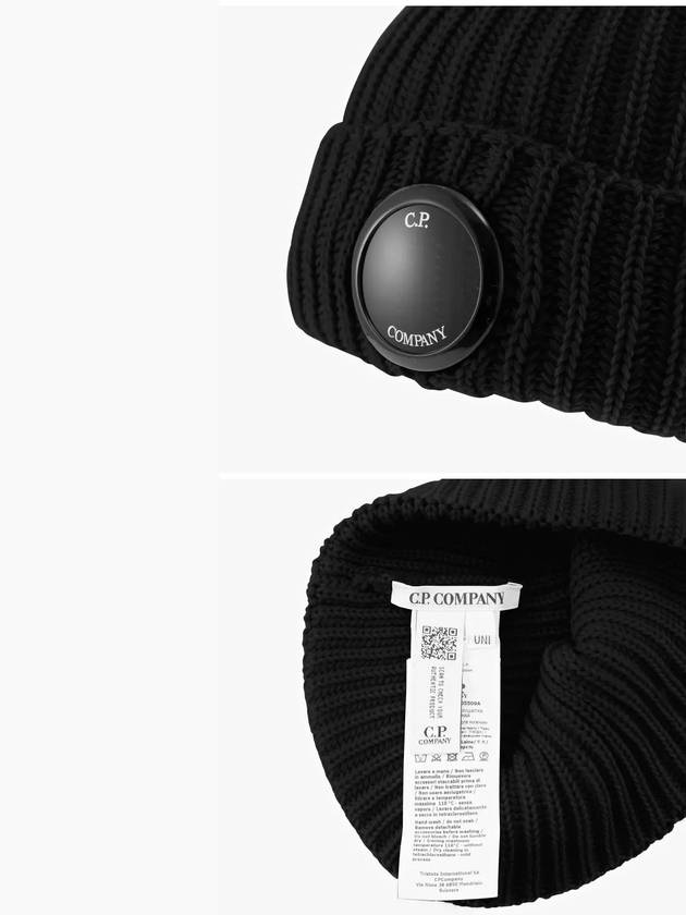 Lens Wappen Beanie Black - CP COMPANY - BALAAN 4