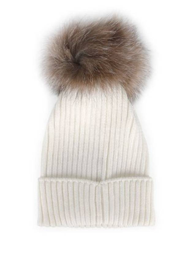 Kids Pom Beanie White Brown Fur 3B00027 04S01 030 - MONCLER - BALAAN 2