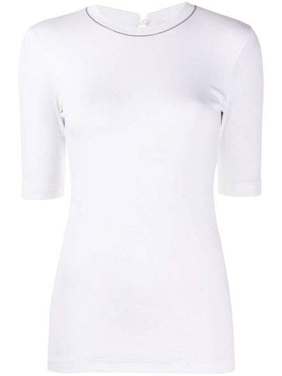 Monilli Trimmed Cotton Short Sleeve T-Shirt White - BRUNELLO CUCINELLI - BALAAN 2