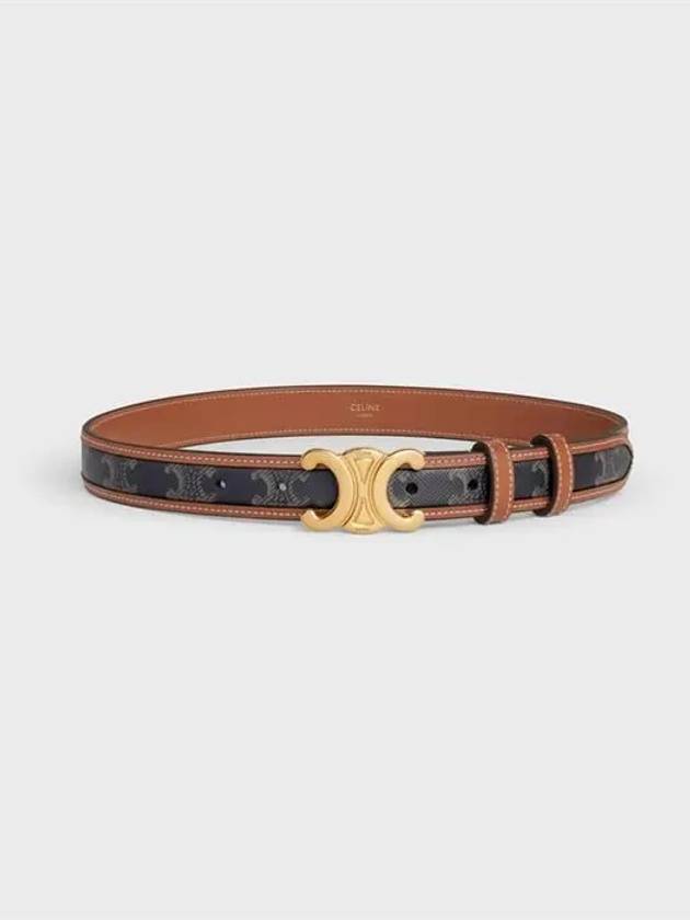 Women's Medium Triomphe Canvas Calfskin Belt Brown - CELINE - BALAAN 3