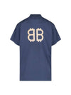 Logo Print Short Sleeve T-Shirt Blue - BALENCIAGA - BALAAN 1