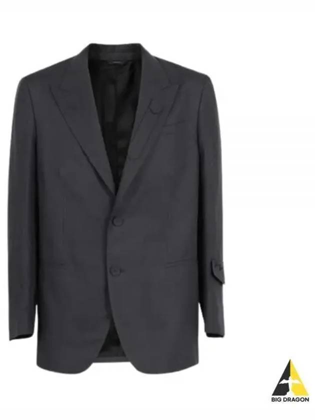 Men's Linen Blend Blazer Jacket Grey - FENDI - BALAAN 2