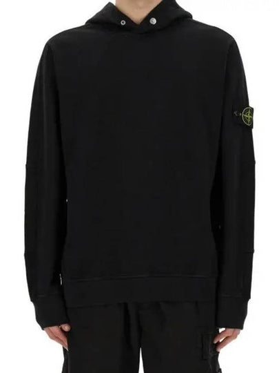 Compass Badge Cotton Hoodie Black - STONE ISLAND - BALAAN 2