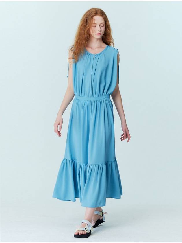 Summer pleated maxi dress Blue - OPENING SUNSHINE - BALAAN 3