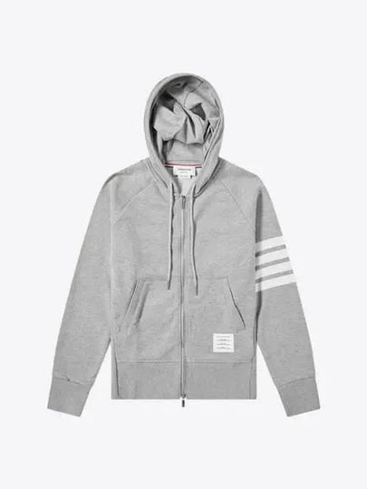 Engineered 4 Bar Diagonal Zip Up Hoodie Light Grey - THOM BROWNE - BALAAN 2