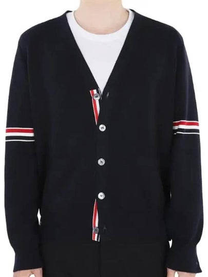 Milan Stitch V neck Cardigan Navy MKC 310A Y3007 415 - THOM BROWNE - BALAAN 2