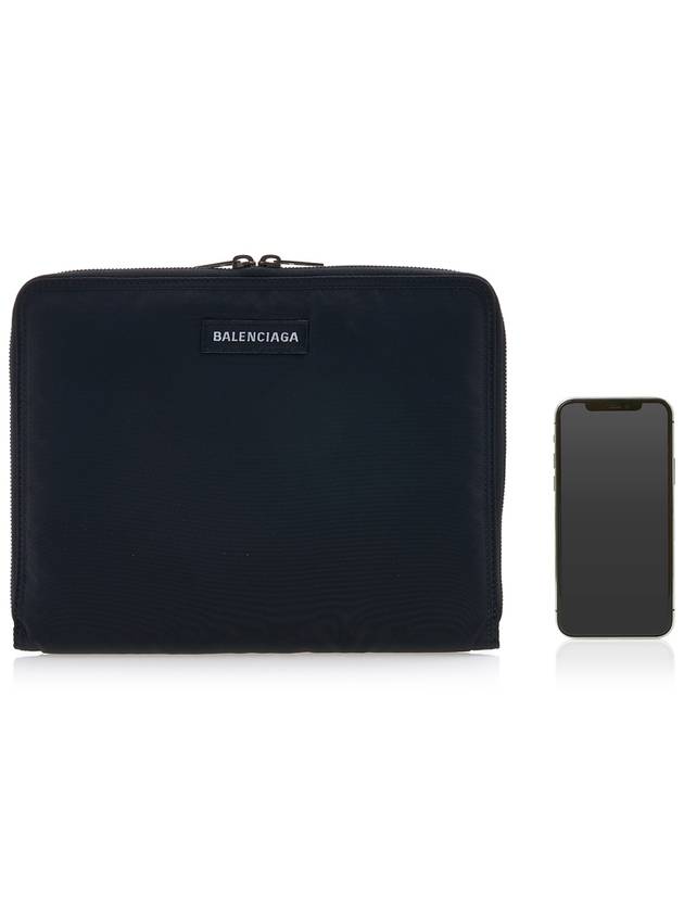 Men's Logo Patch Clutch Bag Black - BALENCIAGA - BALAAN.