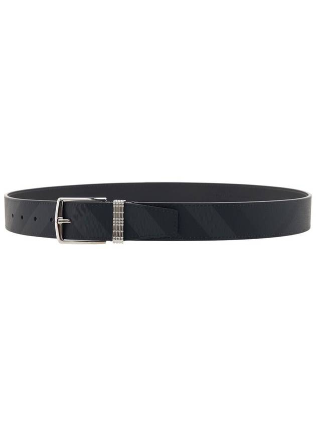 Checked Leather Belt Charcoal - BURBERRY - BALAAN 6