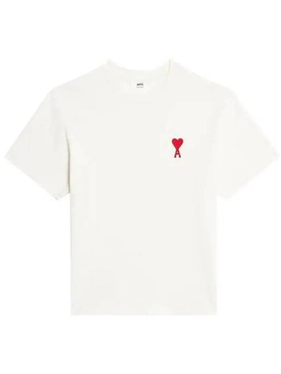 Heart Logo Cotton Jersey Short Sleeve T-Shirt White - AMI - BALAAN 2