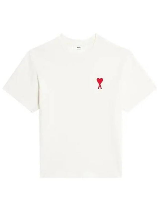 Heart Logo Cotton Jersey Short Sleeve T-Shirt White - AMI - BALAAN 2