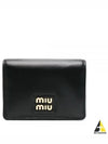 Logo Leather Half Wallet Black - MIU MIU - BALAAN 2