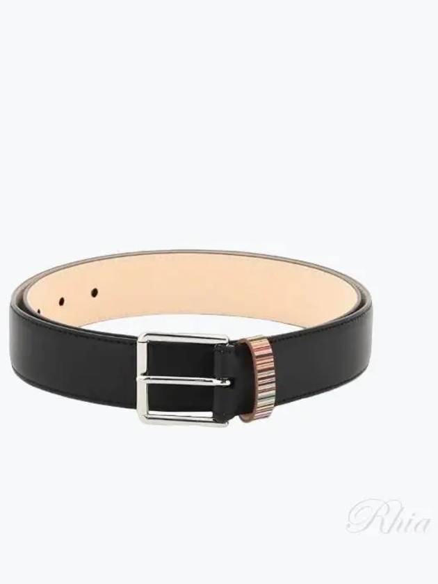 Signature Striped Leather Belt Black - PAUL SMITH - BALAAN 2