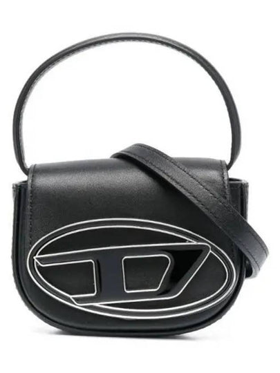 1DR Round Logo Leather Mini Shoulder Bag Black - DIESEL - BALAAN 2