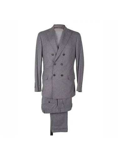 Men's Double Virgin Wool Suit Grey - BRUNELLO CUCINELLI - BALAAN 1