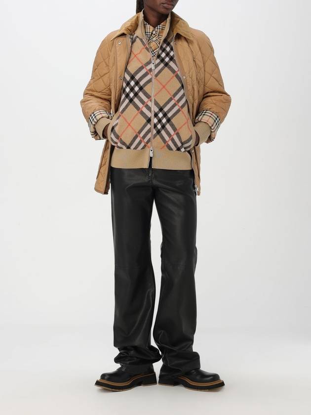 Check Wool Blend Knitted Track Jacket Sand - BURBERRY - BALAAN 3