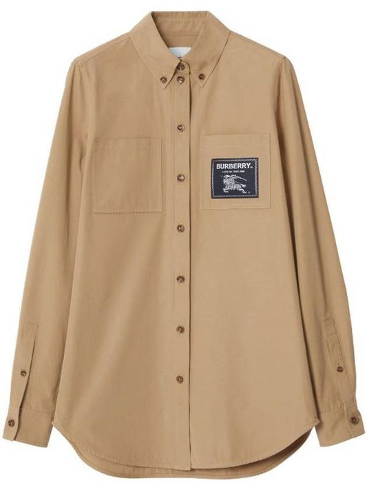 Women's Prosum Label Cotton Long Sleeve Shirt Camel - BURBERRY - BALAAN 1
