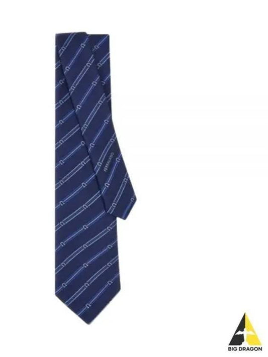 Gancini Print Silk Tie Navy - SALVATORE FERRAGAMO - BALAAN 2