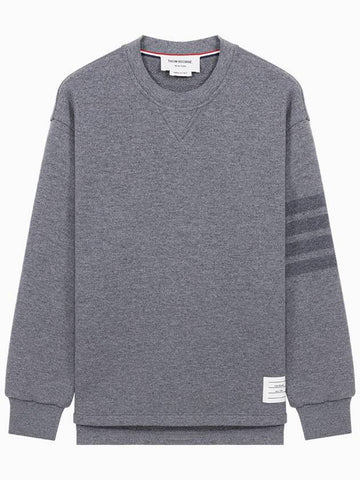 Women's Virgin Wool Loopback 4 Bar Crewneck Sweatshirt Grey - THOM BROWNE - BALAAN 1